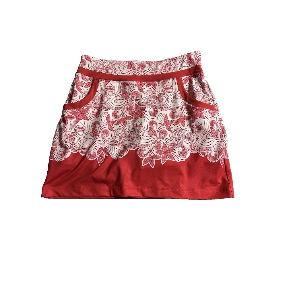 Maggie Lane Women's Size Small Petite Red Flower Golf Skort